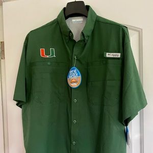 Men’s Miami hurricanes fishing shirt short sleeve medium Button down